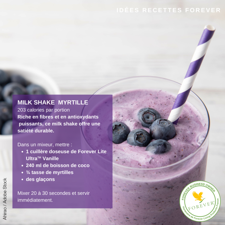smoothie protéiné myrtilles avec Forever Lite Ultra pour tonifier la masse musculaire